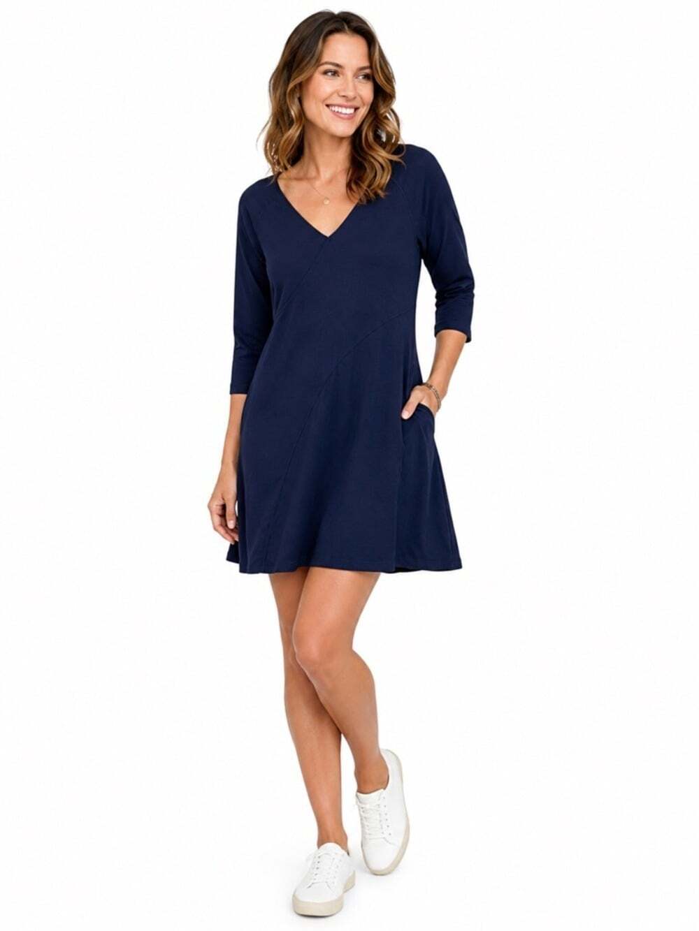 Title Nine Spiral Seam Dress Size M Navy Dark Knight Solid Active Travel NWT